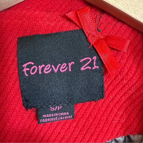 Forever 21 Red Soft Peacoat Jacket Women's Small Button-Up Jacket Y2K Retro Vibe - Picture 2 of 9